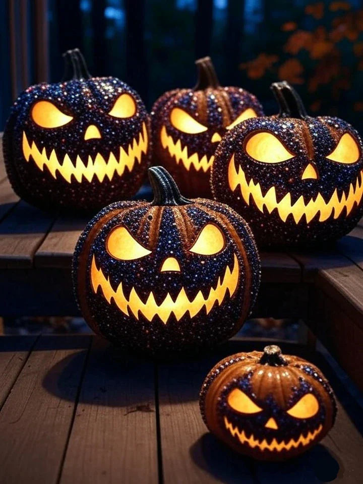 Sparkle Up Your Spooky: Gem-Enhanced Halloween Pumpkins!
