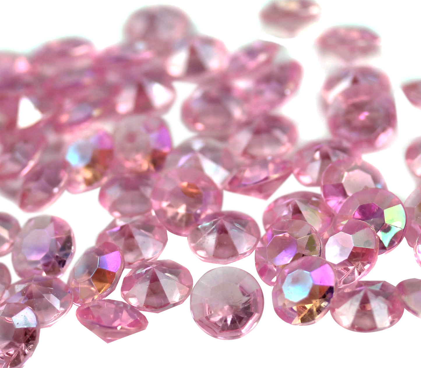 pink rose ab round acrylic diamonds wedding plastic décor gems confetti table scatter aquarium jewels stones iridescent party stones special occasions bridal showers sparkling decorations vase fillers centerpieces dazzle accent floral arrangements point back gemstones allstarco diy crafts crafting