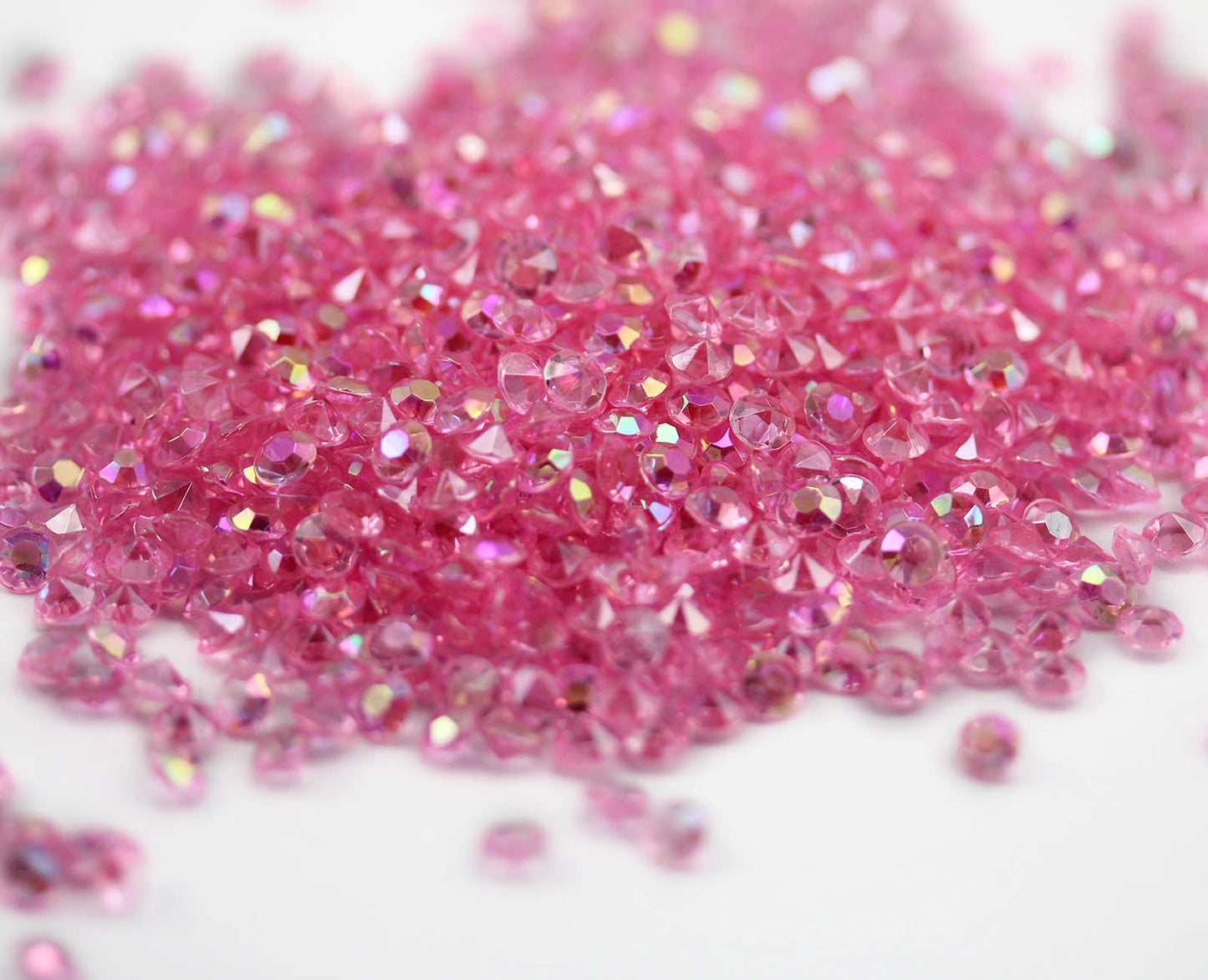 pink rose ab round acrylic diamonds wedding plastic décor gems confetti table scatter aquarium jewels stones iridescent party stones special occasions bridal showers sparkling decorations vase fillers centerpieces dazzle accent floral arrangements point back gemstones allstarco diy crafts crafting