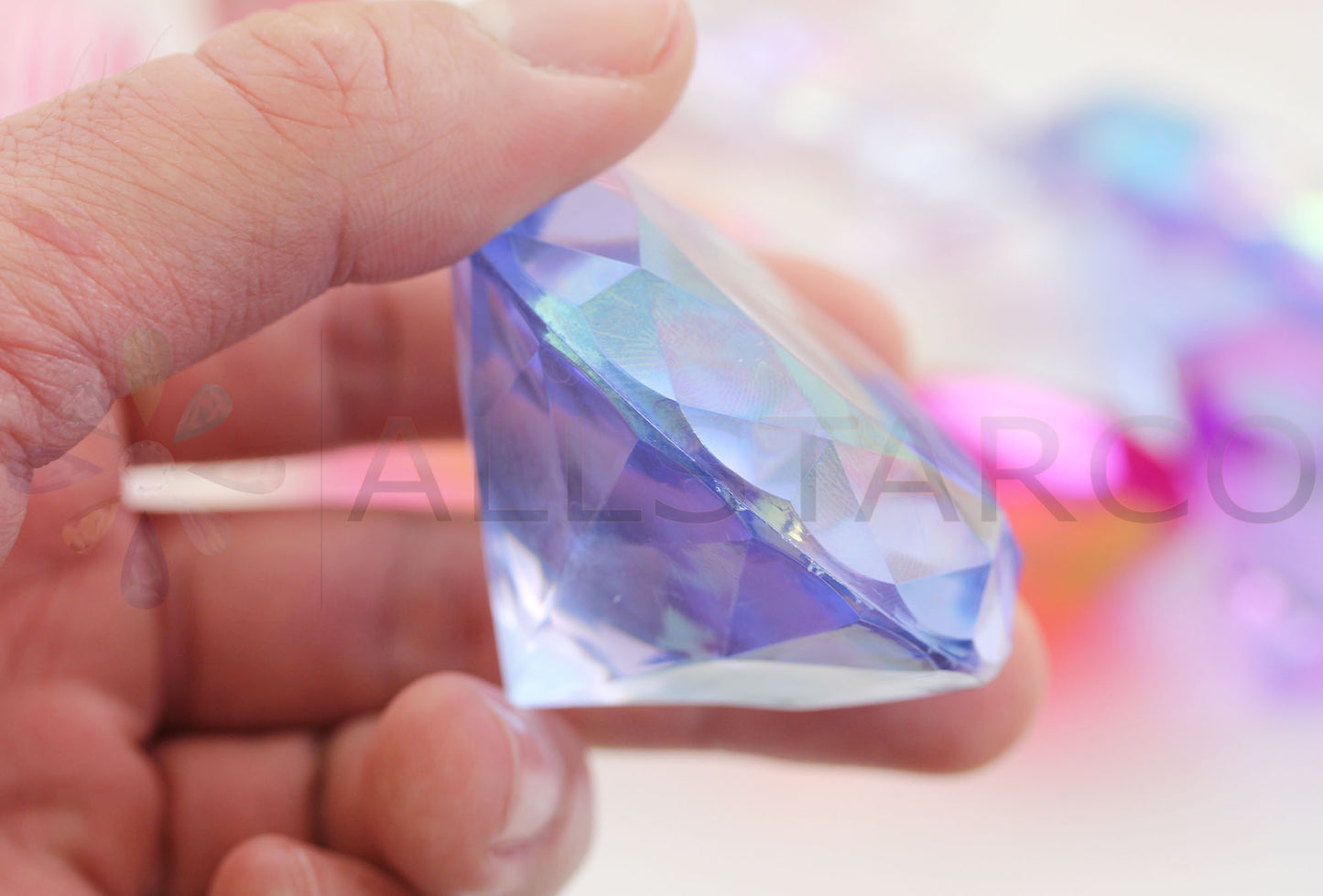 round blue ab extra large huge big jumbo acrylic diamonds wedding plastic décor gems confetti table scatter aquarium jewels stones iridescent party stones special occasions bridal showers sparkling decorations vase fillers centerpieces dazzle accent floral arrangements point back gemstones allstarco diy crafts crafting