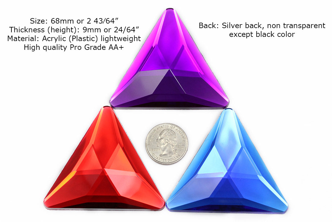 extra large stick on triangle gems plastic sticky jewels self adhesive rhinestones big gemstones huge stones acrylic cabochons for cosplay prop making steven universe diy craft furniture embellishments display merchandising windows décor walls theater decoration film making lead free with glue peel and stick stickon allstarco