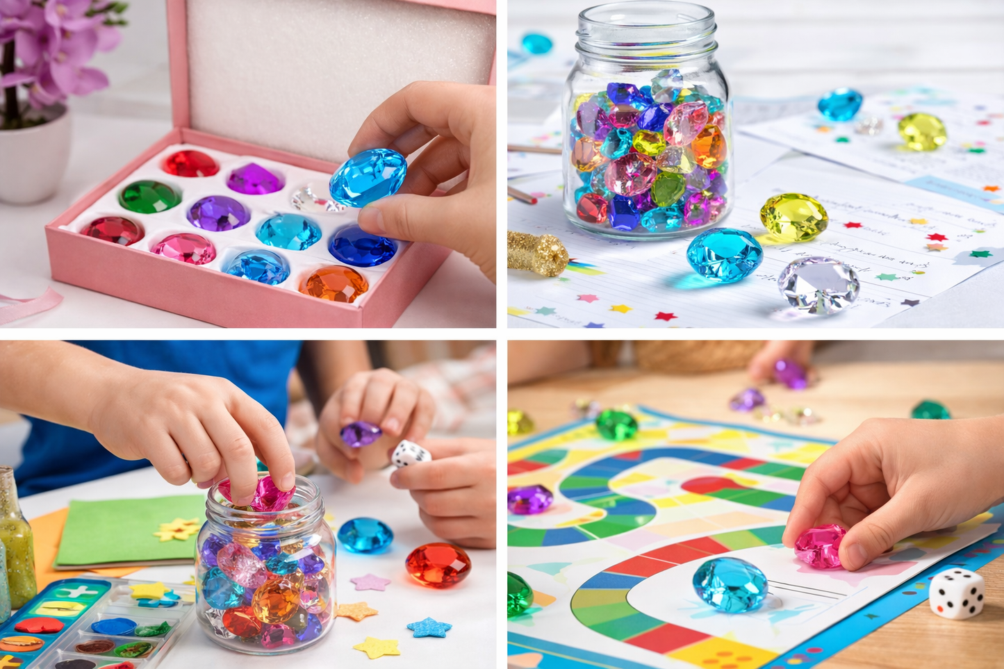 40mm Acrylic Diamond Gems -“ Large Colorful Vase Fillers (12 Pieces, 10 Colors)