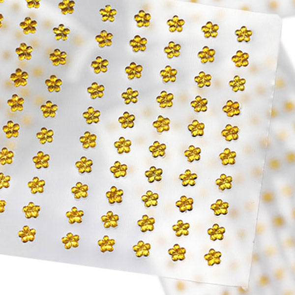 Gold Topaz Stick On Flower Gems