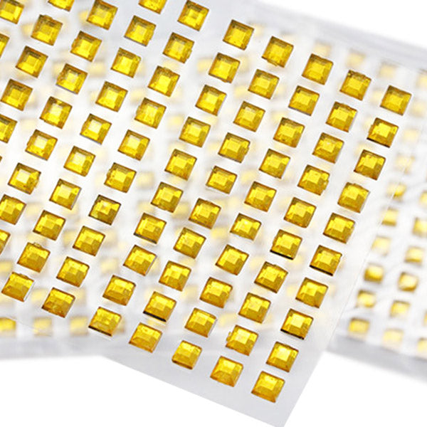 Gold Topaz Square Stick On Gems