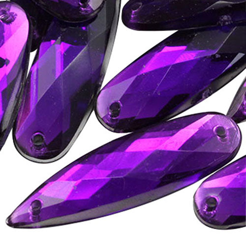 Gemas alargadas de amatista morada para coser en forma de lágrima (28 x 8 mm), 30 unidades