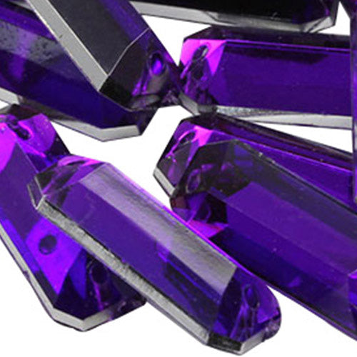 purple amethyst baguette rectangle rectangular flat back sew on sewing beads craft gems plastic rhinestones acrylic gemstones jewels with holes for clothing embellishments costume making cosplay diy garment prop making dress jewels for fabric crystals allstarco