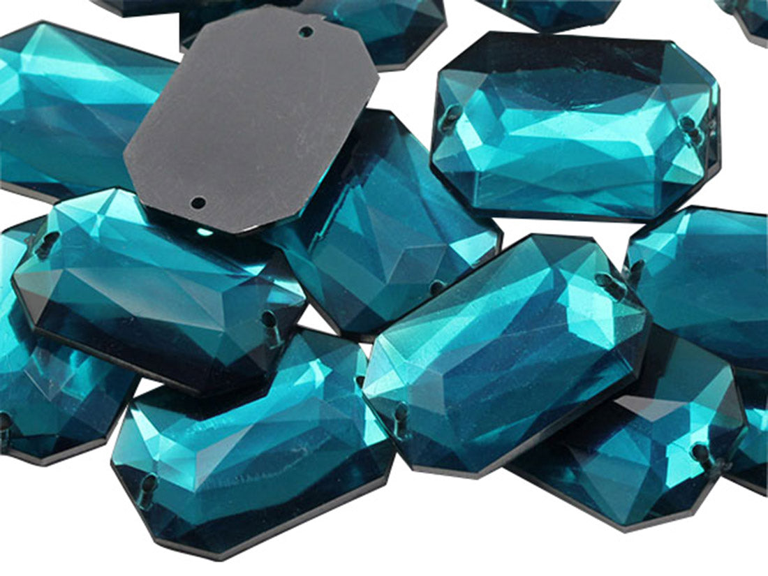 blue aqua aquamarine octagon flat back sew on sewing beads craft gems plastic rhinestones acrylic gemstones jewels with holes for clothing embellishments costume making cosplay diy garment prop making dress jewels for fabric crystals allstarco