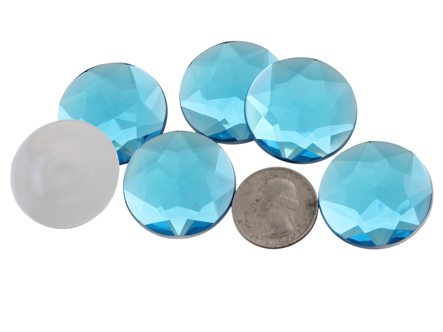 Blue Aqua Extra Large Flat Back Round Gems