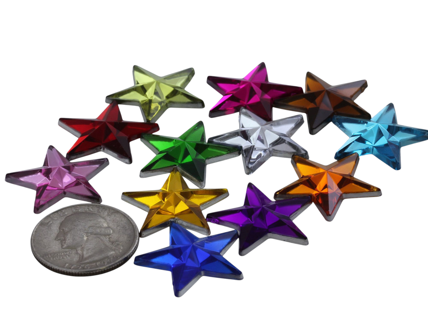 Assorted Colors Flat Back Star Gems