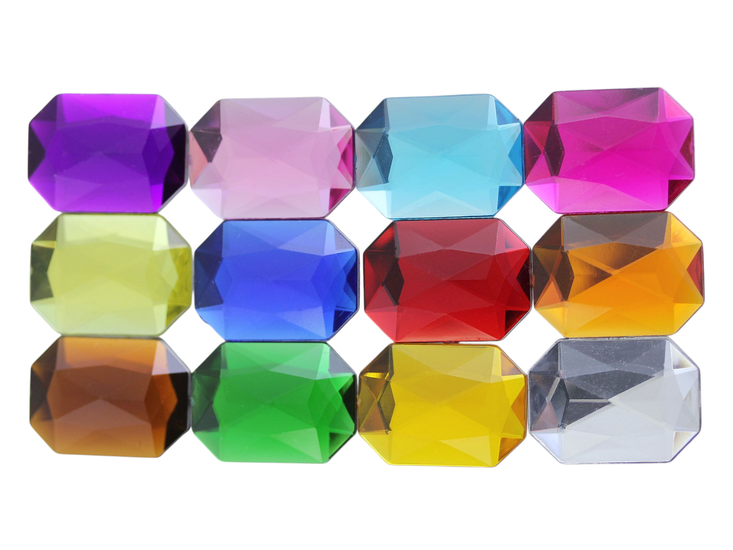 Assorted Colors Flat Back Octagon Gems