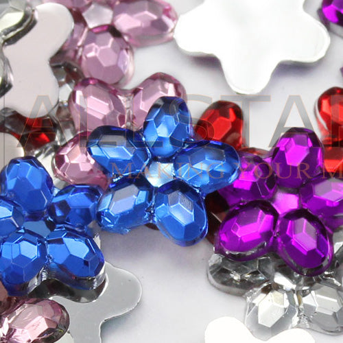 assorted colors multipack multicolor mix flower flat back acrylic gems plastic rhinestones for craft gemstones body jewels face skin cabochons embellishments cosplay prop making jewelry making party diy crafts costume making scrapbooking high quality allstarco décor stones larp events film making card making crafting school kids fun creative