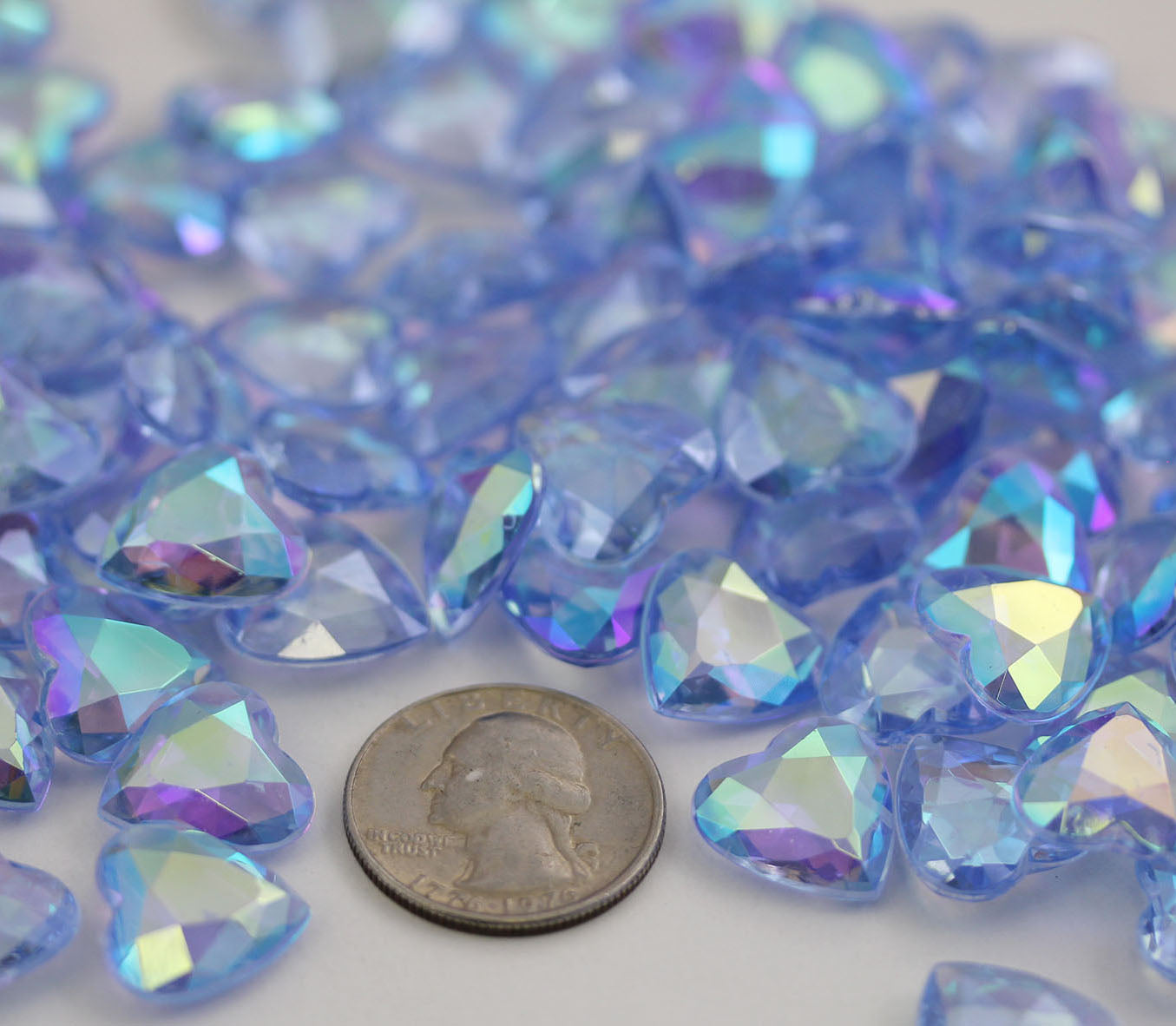 blue ab heart acrylic diamonds wedding plastic décor gems confetti table scatter aquarium jewels stones iridescent party stones special occasions bridal showers sparkling decorations vase fillers centerpieces dazzle accent floral arrangements point back gemstones allstarco diy crafts crafting
