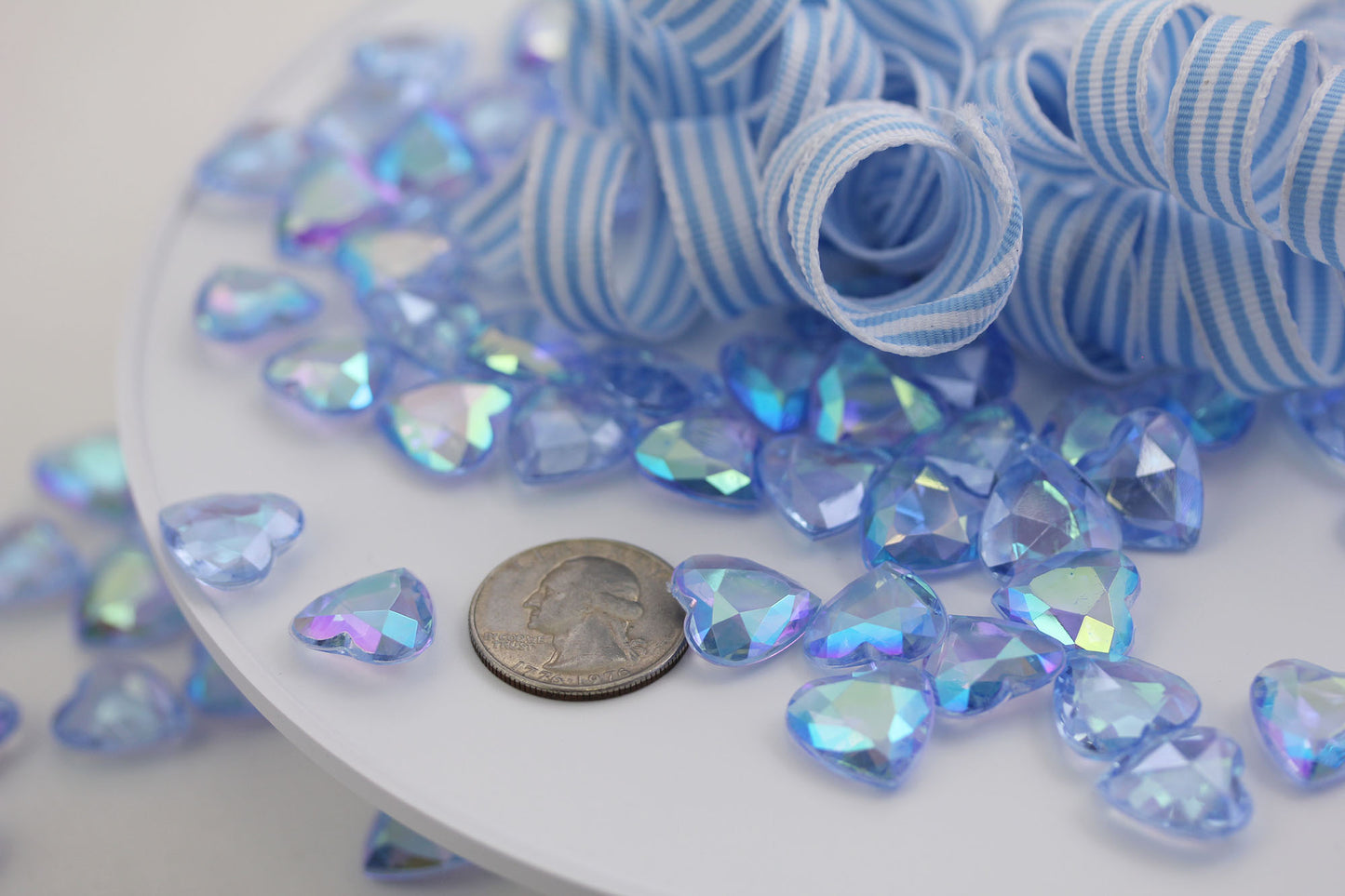 blue ab heart acrylic diamonds wedding plastic décor gems confetti table scatter aquarium jewels stones iridescent party stones special occasions bridal showers sparkling decorations vase fillers centerpieces dazzle accent floral arrangements point back gemstones allstarco diy crafts crafting