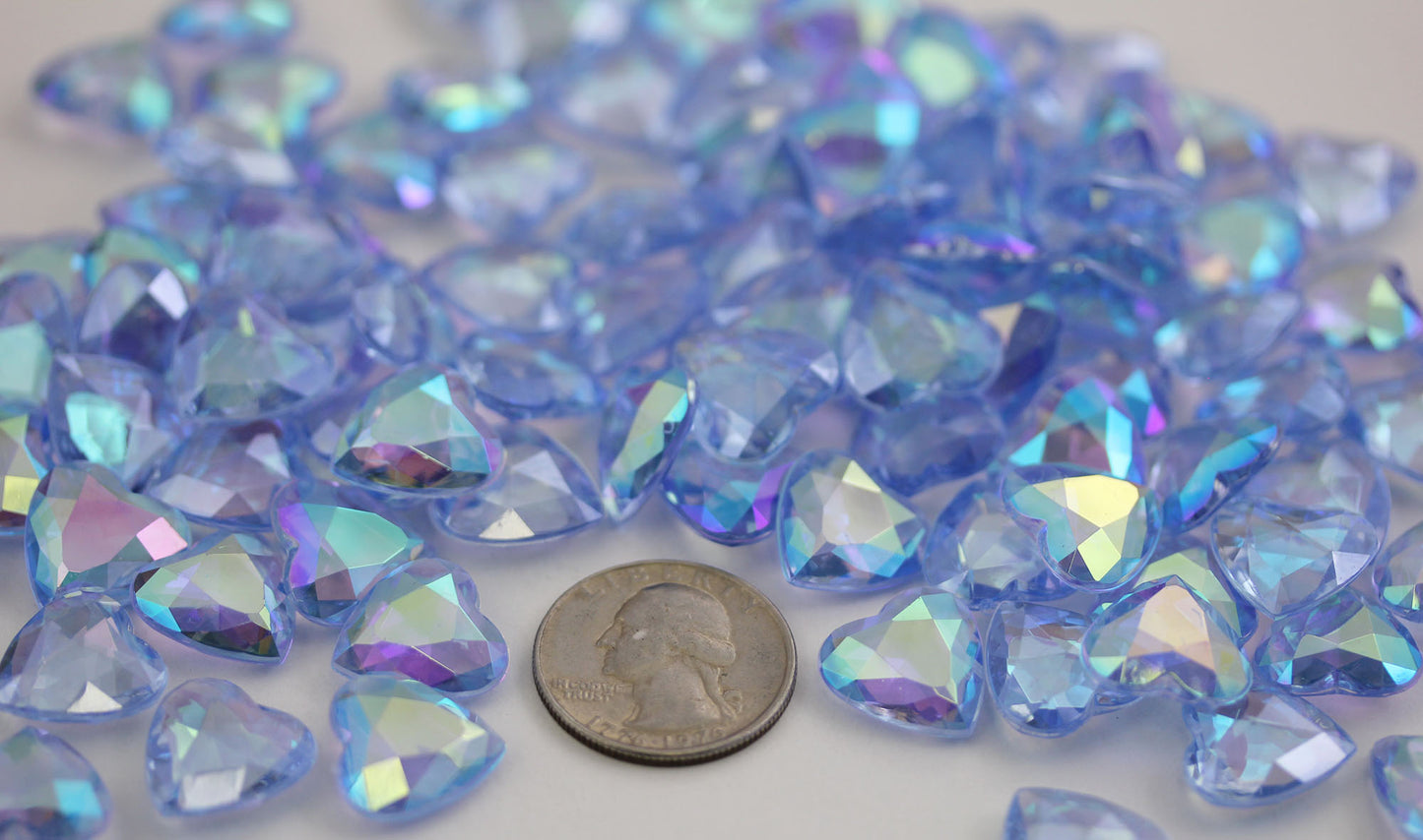 blue ab heart acrylic diamonds wedding plastic décor gems confetti table scatter aquarium jewels stones iridescent party stones special occasions bridal showers sparkling decorations vase fillers centerpieces dazzle accent floral arrangements point back gemstones allstarco diy crafts crafting