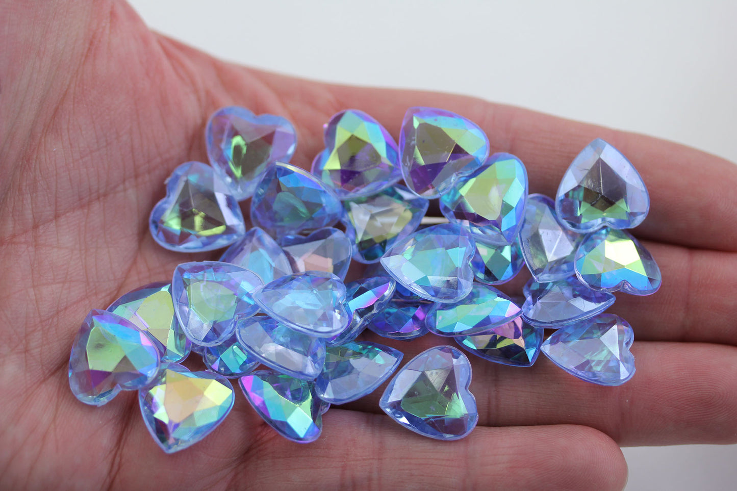 blue ab heart acrylic diamonds wedding plastic décor gems confetti table scatter aquarium jewels stones iridescent party stones special occasions bridal showers sparkling decorations vase fillers centerpieces dazzle accent floral arrangements point back gemstones allstarco diy crafts crafting