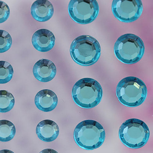 blue aqua aquamarine 3 sizes 4mm 6mm 8mm round sticky rhinestones stick on gems self adhesive jewels lead free face stones party cosplay face gemstones rhinestones card making invitations body jewels skin phone craft embellishments with glue sparkle crafting scrapbooking diy peel and stick halloween birthday wedding shinny allstarco plastic sticky back jewels stickon stick-on rave jewels diy flat back