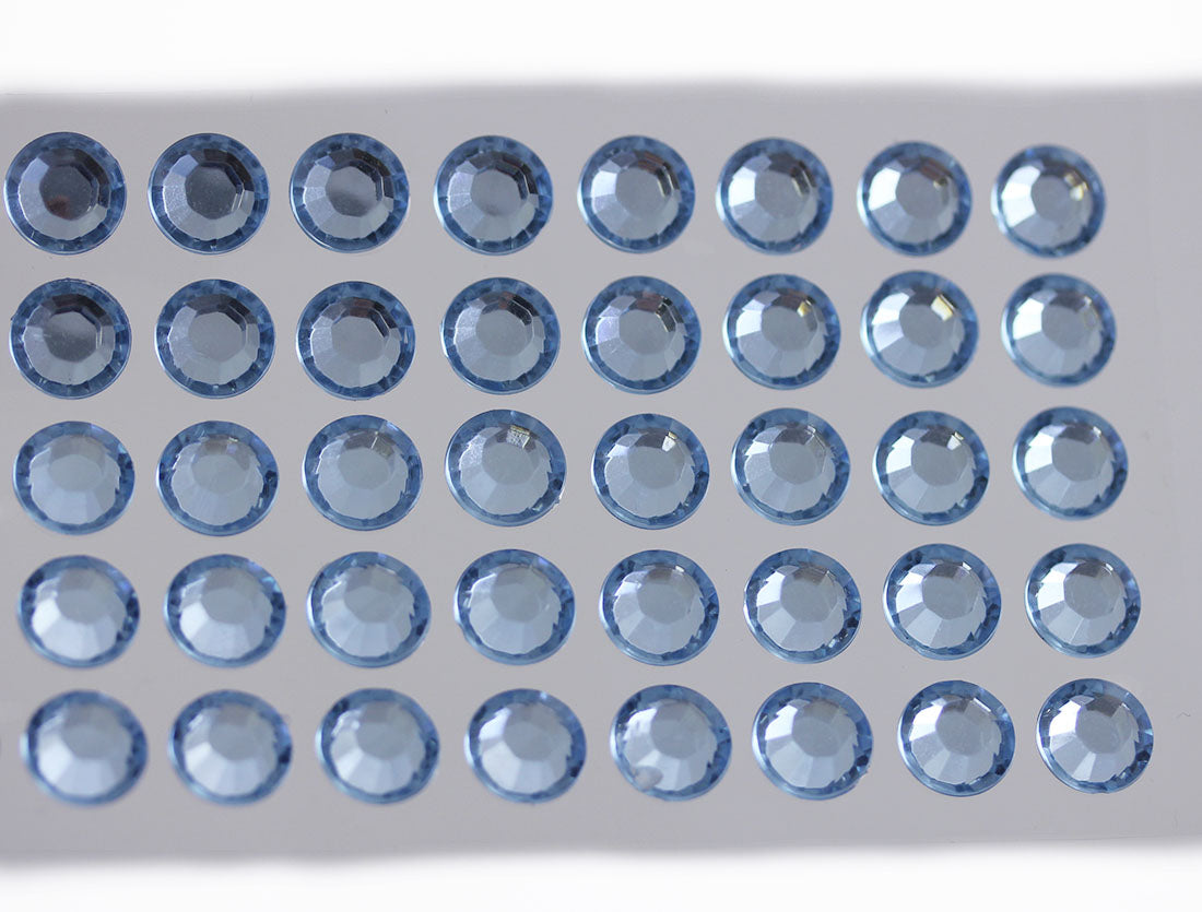 light blue sapphire round sticky rhinestones stick on gems self adhesive jewels lead free face stones party cosplay face gemstones rhinestones card making invitations body jewels skin phone craft embellishments with glue sparkle crafting scrapbooking diy peel and stick halloween birthday wedding shinny allstarco plastic sticky back jewels stickon stick-on rave jewels diy flat back