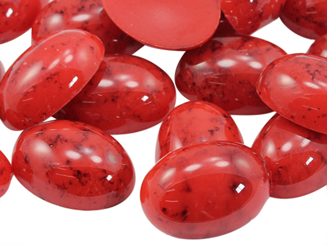 Red Coral Flat Back Oval Cabochons
