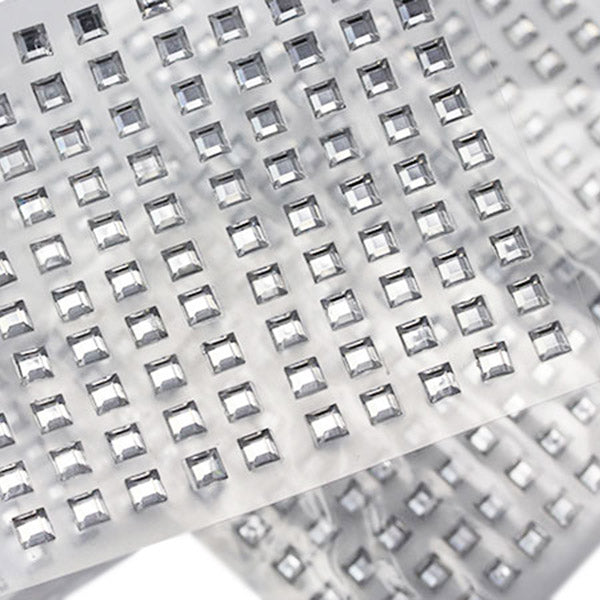 Gemmes carrées transparent autocollantes