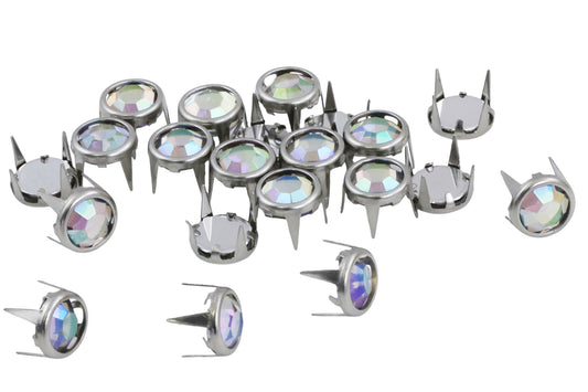crystal ab iridescent bedazzler rhinestones gemagic studs in silver settings bedazzle for garment embellishments elvis costume making diy craft clothing jeans tees denim with prongs 4 legs