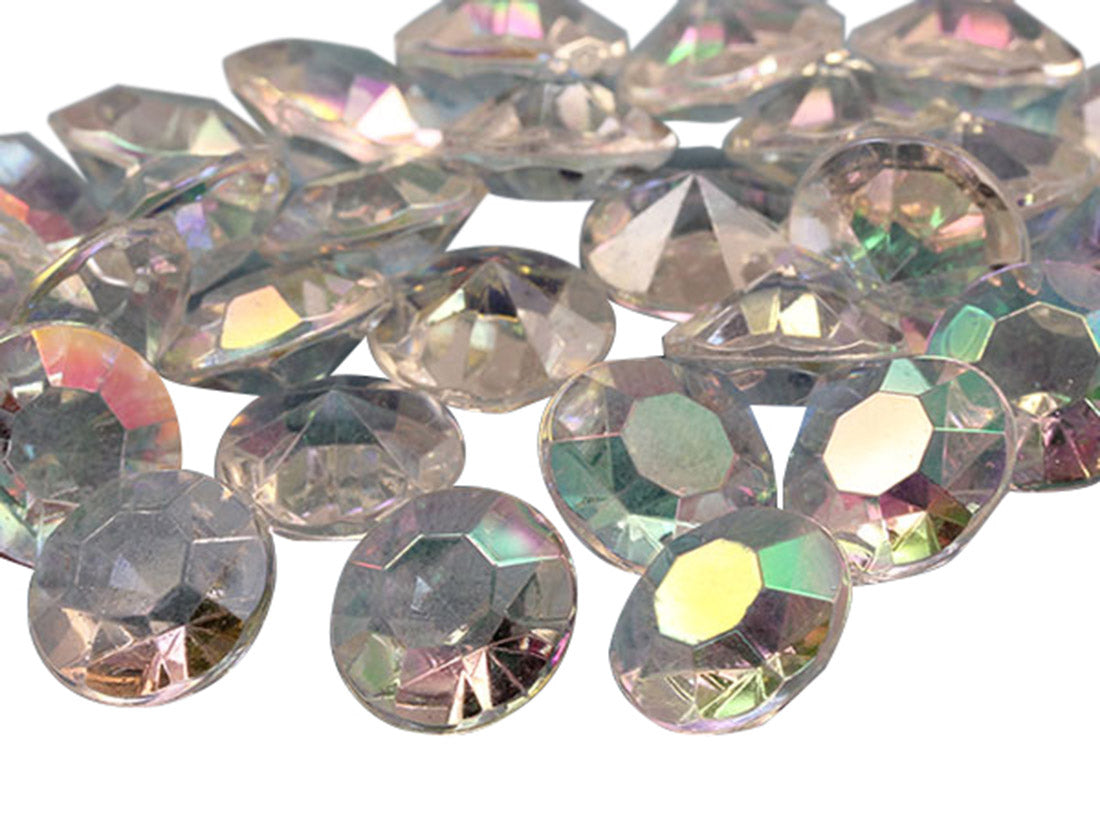 crystal clear ab round acrylic diamonds wedding plastic décor gems confetti table scatter aquarium jewels stones iridescent party stones special occasions bridal showers sparkling decorations vase fillers centerpieces dazzle accent floral arrangements point back gemstones allstarco diy crafts crafting