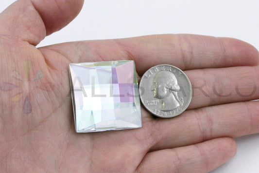 crystal clear ab iridescent square extra large big huge jumbo flat back acrylic gems plastic rhinestones for craft gemstones body jewels face skin cabochons embellishments cosplay prop making jewelry making party diy crafts costume making scrapbooking high quality allstarco décor stones larp events film making