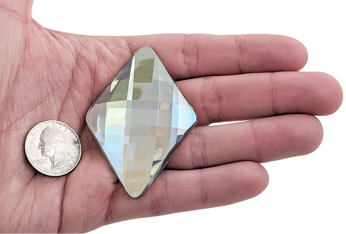 crystal ab clear iridescent extra large diamond flat back big jumbo huge acrylic gems plastic rhombus rhinestones for craft gemstones body jewels face skin cabochons embellishments cosplay prop making jewelry making party diy crafts costume making scrapbooking high quality allstarco décor stones larp events film making
