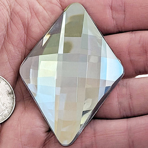 crystal ab clear iridescent extra large diamond flat back big jumbo huge acrylic gems plastic rhombus rhinestones for craft gemstones body jewels face skin cabochons embellishments cosplay prop making jewelry making party diy crafts costume making scrapbooking high quality allstarco décor stones larp events film making