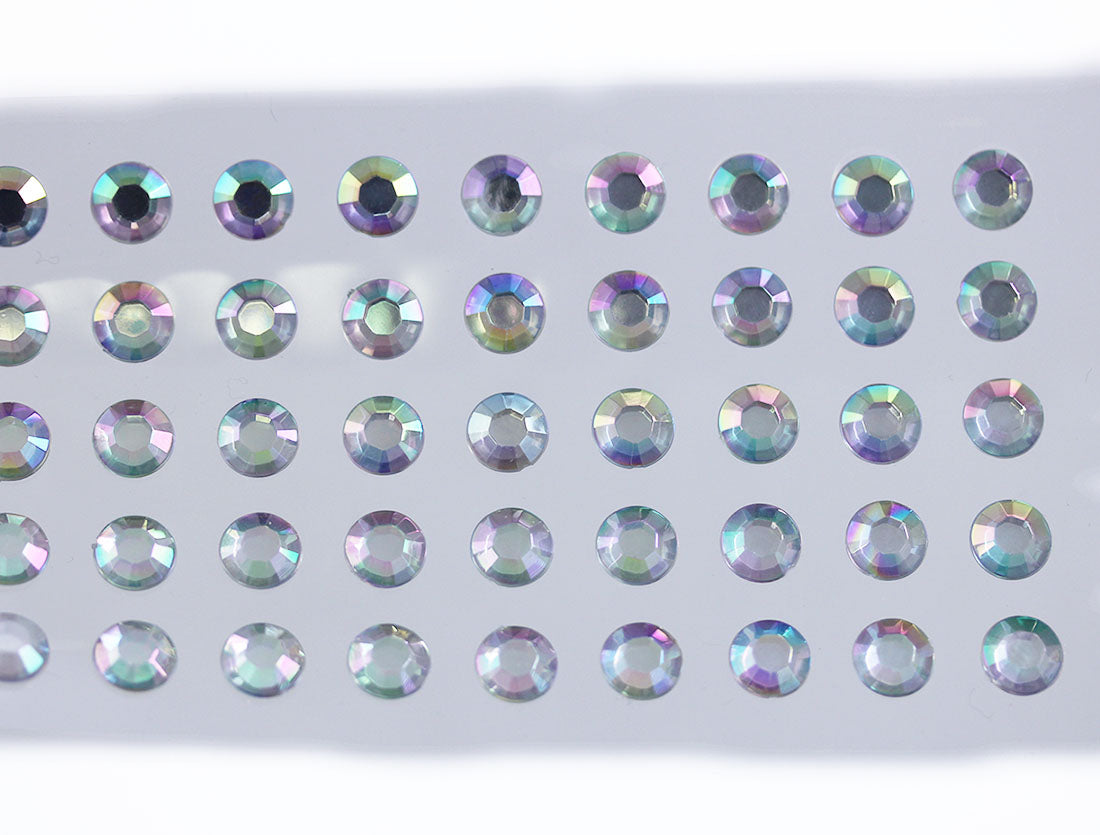 crystal ab iridescent round sticky rhinestones stick on gems self adhesive jewels lead free face stones party cosplay face gemstones rhinestones card making invitations body jewels skin phone craft embellishments with glue sparkle crafting scrapbooking diy peel and stick halloween birthday wedding shinny allstarco plastic sticky back jewels stickon stick-on rave jewels diy flat back
