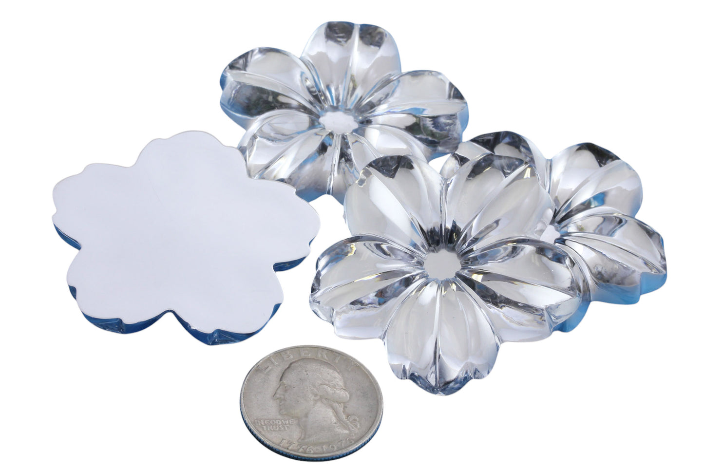 Crystal Clear Extra Large Flat Back Flower Gems - 50mm - 4 Pieces