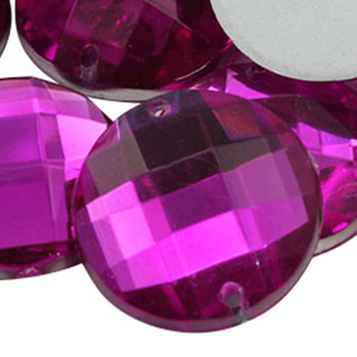 pink fuchsia sew on round flat back acrylic gems jewels gemstones sewing embellishments garment making diy craft costume making