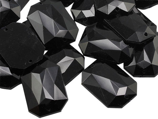 jet black octagon flat back sew on sewing beads craft gems plastic rhinestones acrylic gemstones jewels with holes for clothing embellishments costume making cosplay diy garment prop making dress jewels for fabric crystals allstarco