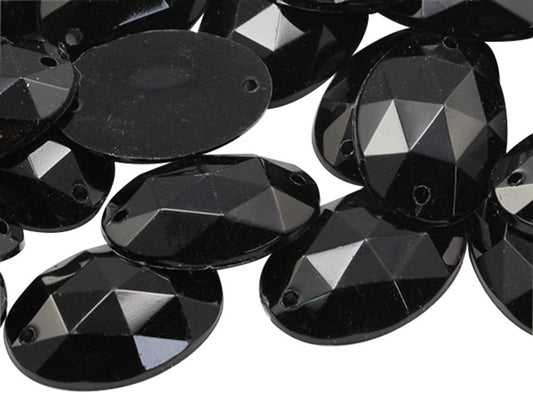 jet black oval flat back sew on sewing beads craft gems plastic rhinestones acrylic gemstones jewels with holes for clothing embellishments costume making cosplay diy garment prop making dress jewels for fabric crystals allstarco