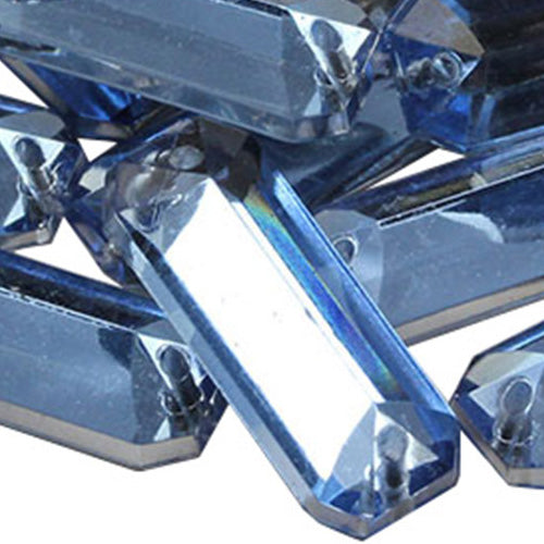 light blue sapphire baguette rectangle rectangular flat back sew on sewing beads craft gems plastic rhinestones acrylic gemstones jewels with holes for clothing embellishments costume making cosplay diy garment prop making dress jewels for fabric crystals allstarco