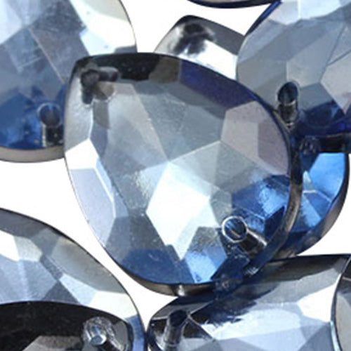 Gemas para coser en forma de lágrima de zafiro azul claro - 18 x 13 mm - 50 piezas