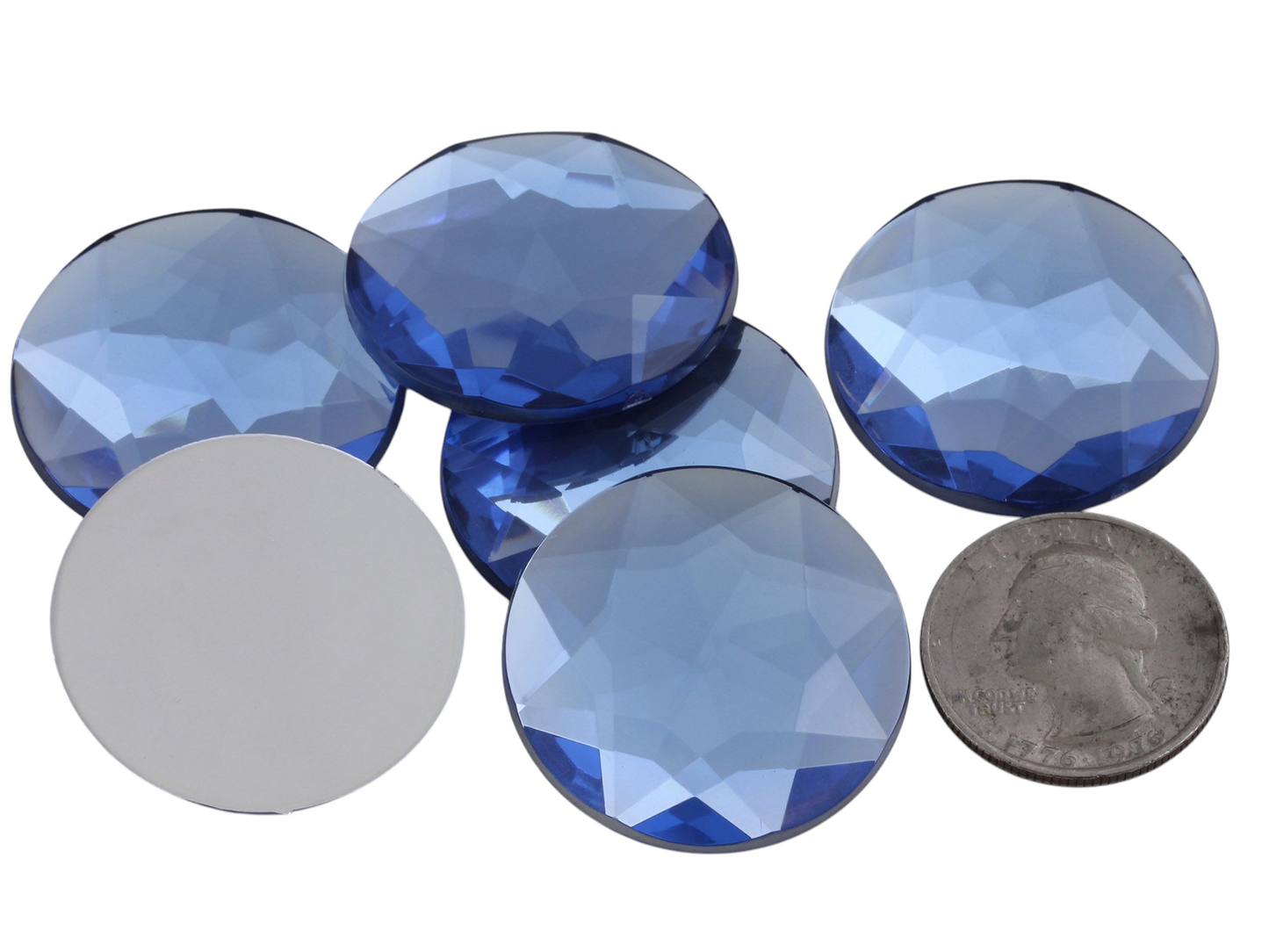 Blue Light Sapphire Extra Large Flat Back Round Gems
