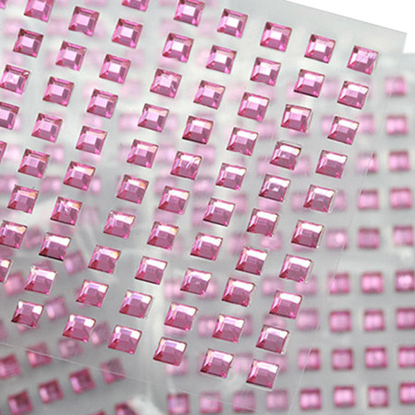Pink Square Stick On Gems