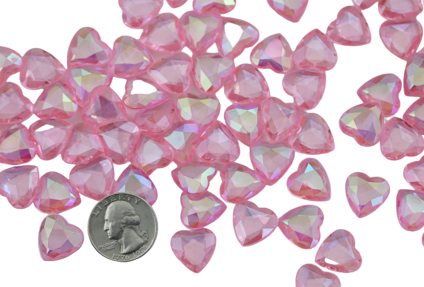 pink rose ab heart acrylic diamonds wedding plastic décor gems confetti table scatter aquarium jewels stones iridescent party stones special occasions bridal showers sparkling decorations vase fillers centerpieces dazzle accent floral arrangements point back gemstones allstarco diy crafts crafting