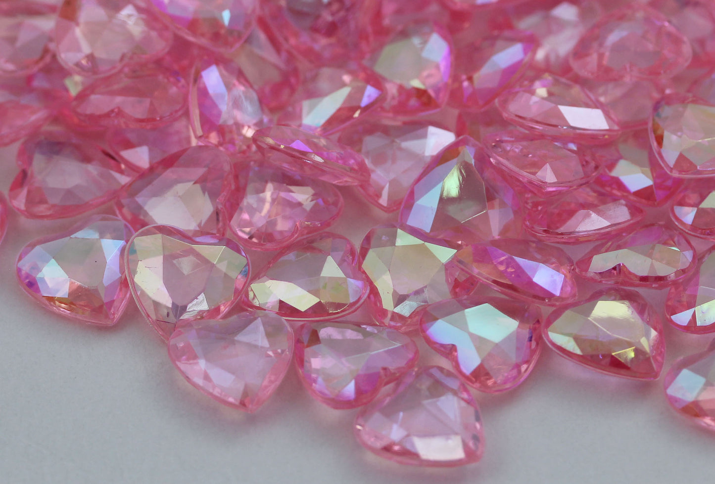 pink rose ab heart acrylic diamonds wedding plastic décor gems confetti table scatter aquarium jewels stones iridescent party stones special occasions bridal showers sparkling decorations vase fillers centerpieces dazzle accent floral arrangements point back gemstones allstarco diy crafts crafting
