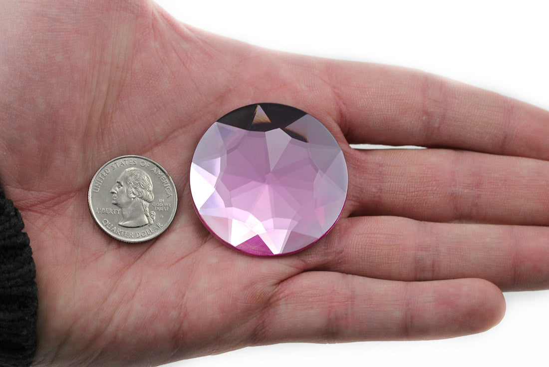 pink rose extra large stick on round gems plastic sticky jewels self adhesive circle rhinestones big gemstones huge stones acrylic cabochons for cosplay prop making steven universe diy craft furniture embellishments display merchandising windows décor walls theater decoration film making lead free with glue peel and stick stickon allstarco