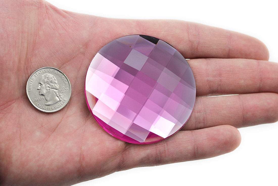 pink rose extra large stick on round gems plastic sticky jewels self adhesive circle rhinestones big gemstones huge stones acrylic cabochons for cosplay prop making steven universe diy craft furniture embellishments display merchandising windows décor walls theater decoration film making lead free with glue peel and stick stickon allstarco
