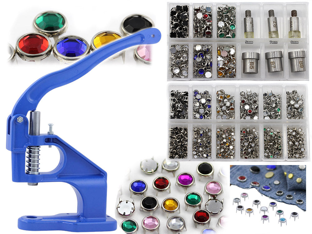 Kit de démarrage - Stud Setter Plus environ 1200 strass 3 tailles 6 couleurs assorties.