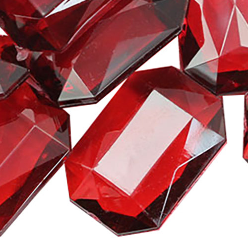 red ruby octagon acrylic pointed back point back gems treasure jewels plastic gemstones for games parties pirate bounty hunt stones for treasure chests party favors center pieces table scatters theatrical swashbuckler jewels props larp easter egg hunt allstarco