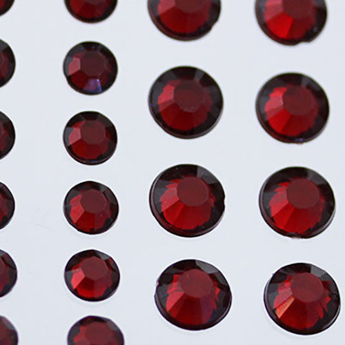 red ruby 3 sizes 4mm 6mm 8mm round sticky rhinestones stick on gems self adhesive jewels lead free face stones party cosplay face gemstones rhinestones card making invitations body jewels skin phone craft embellishments with glue sparkle crafting scrapbooking diy peel and stick halloween birthday wedding shinny allstarco plastic sticky back jewels stickon stick-on rave jewels diy flat back