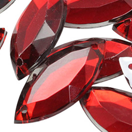 red ruby navette marquise horse eye flat back sew on sewing beads craft gems plastic rhinestones acrylic gemstones jewels with holes for clothing embellishments costume making cosplay diy garment prop making dress jewels for fabric crystals allstarco