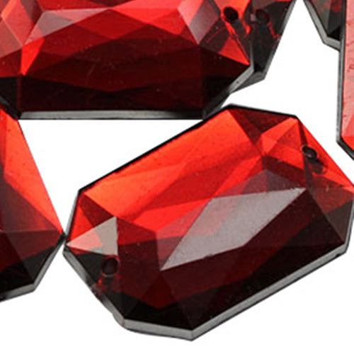 red ruby octagon flat back sew on sewing beads craft gems plastic rhinestones acrylic gemstones jewels with holes for clothing embellishments costume making cosplay diy garment prop making dress jewels for fabric crystals allstarco