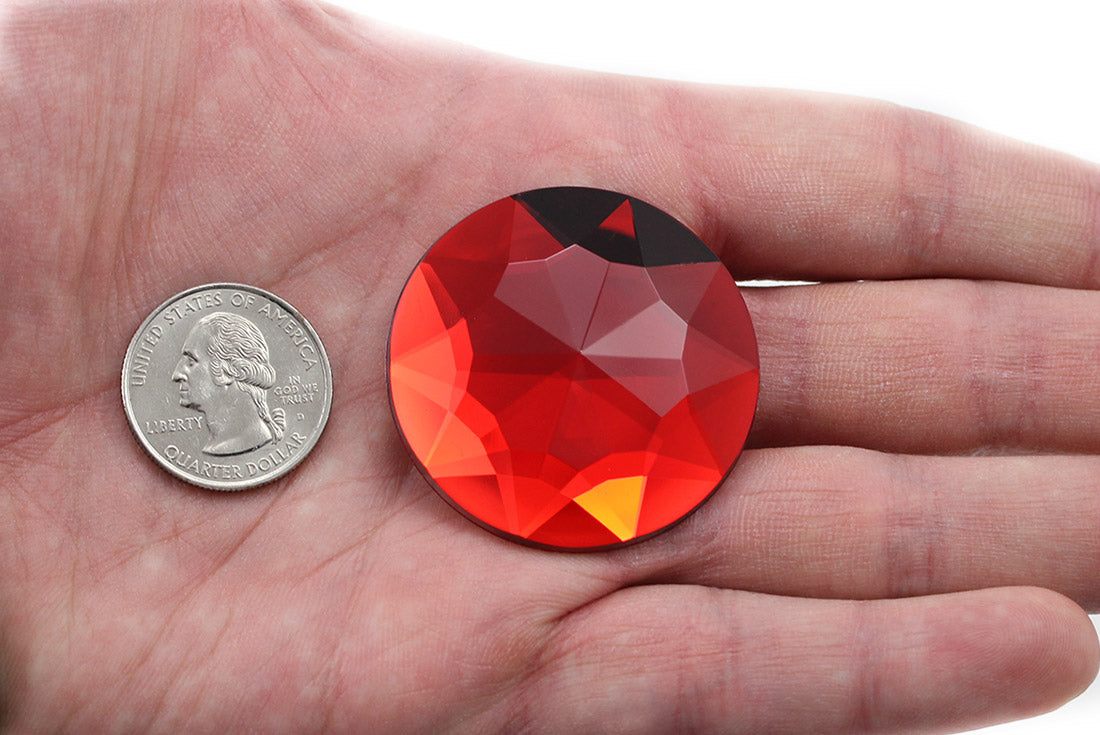 red ruby extra large stick on round gems plastic sticky jewels self adhesive circle rhinestones big gemstones huge stones acrylic cabochons for cosplay prop making steven universe diy craft furniture embellishments display merchandising windows décor walls theater decoration film making lead free with glue peel and stick stickon allstarco