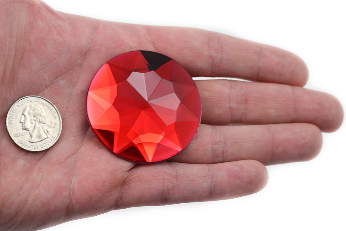 red ruby extra large stick on round gems plastic sticky jewels self adhesive circle rhinestones big gemstones huge stones acrylic cabochons for cosplay prop making steven universe diy craft furniture embellishments display merchandising windows décor walls theater decoration film making lead free with glue peel and stick stickon allstarco