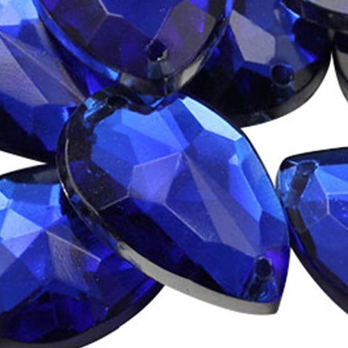 Gemas para coser en forma de lágrima de zafiro azul: 18 x 13 mm, 50 piezas