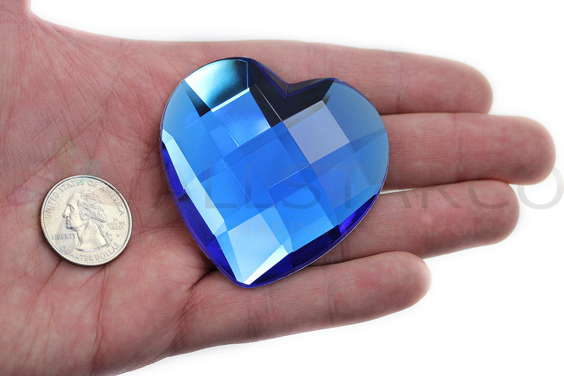 blue sapphire extra large stick on heart gems plastic sticky jewels valentine's day love girlfriend boyfriend crafting mom dad family self adhesive rhinestones big gemstones huge stones acrylic cabochons for cosplay prop making steven universe diy craft furniture embellishments display merchandising windows décor walls theater decoration film making lead free with glue peel and stick stickon allstarco